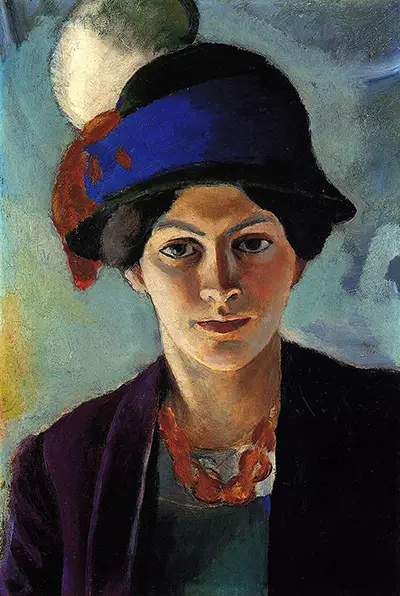 The Artist's Wife in Blue Hat August Macke